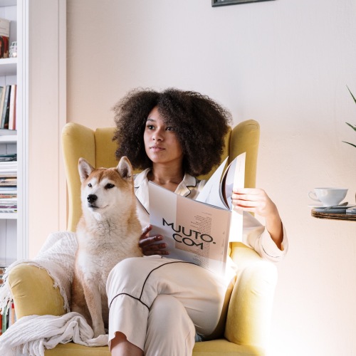 a woman and her dog