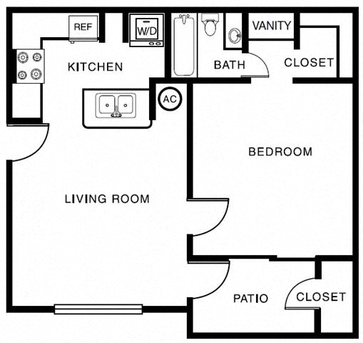 a floor plan of a house with a bedroom and a living room