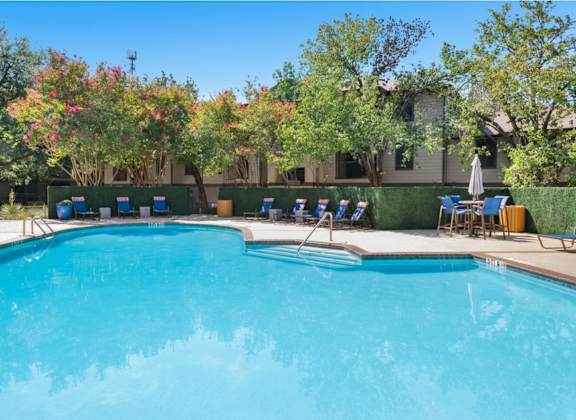 Swimming Pool Area at Radius at the Domain Apartments, Austin, TX