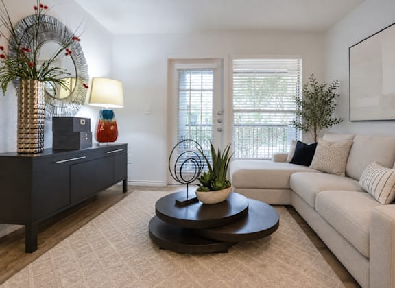 Bright Living Room at Radius at the Domain Apartments, Texas