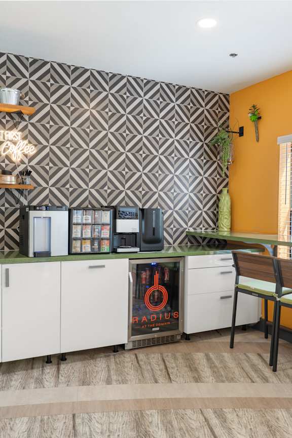 Coffee Bar and Lounge Area at Radius at the Domain Apartments, Austin