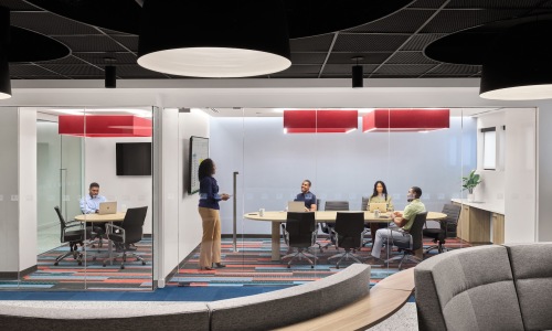 people in an office working