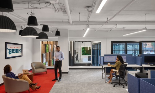 people in an office working