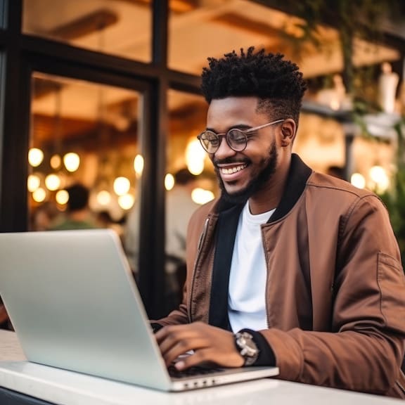 stock photo: close up of a woman using a laptop computer and a smartphone