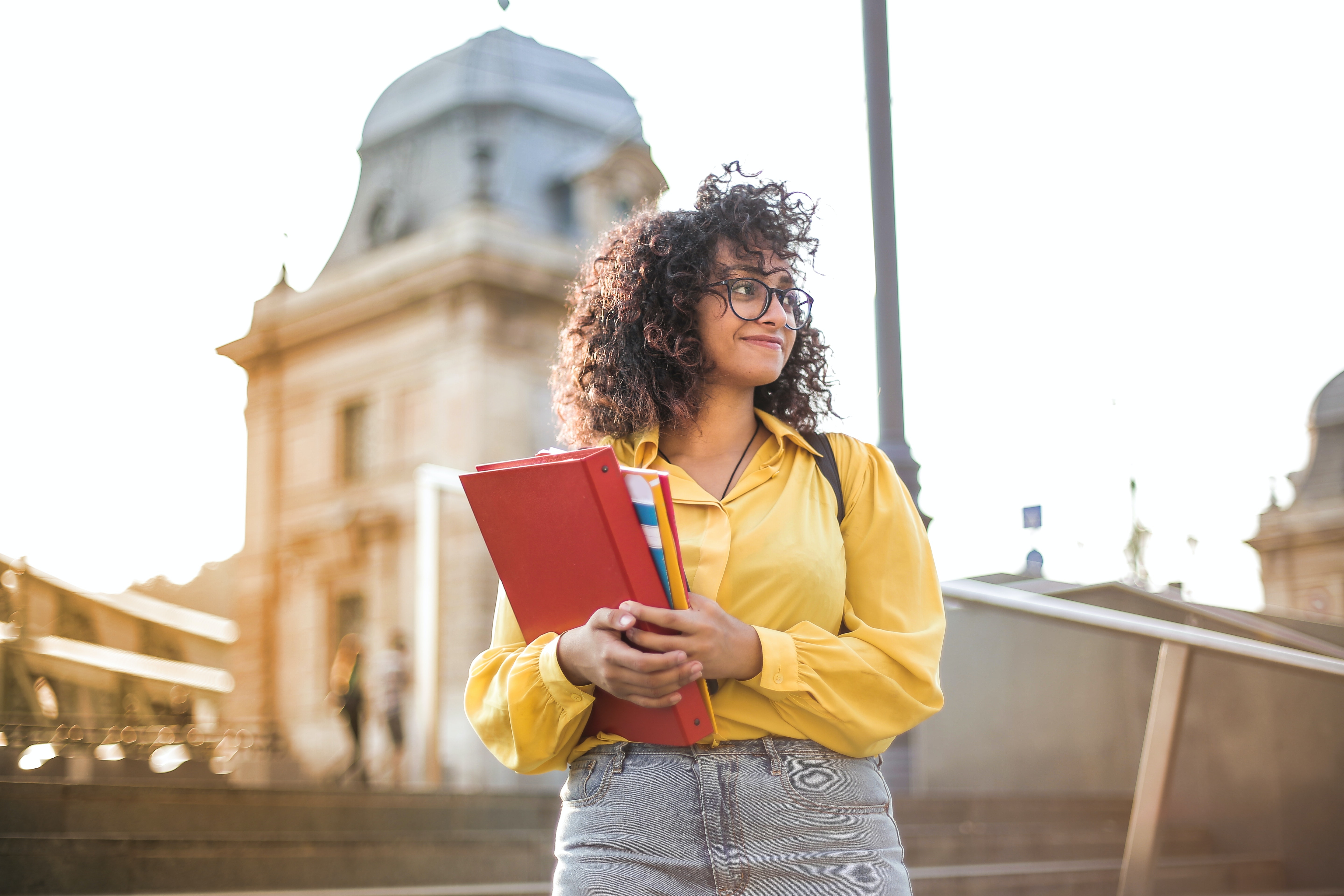 Women with yellow stock image