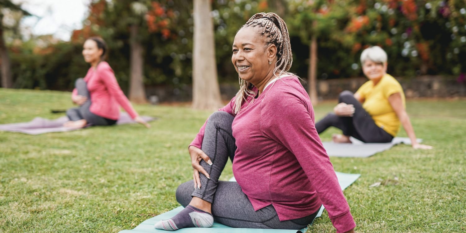 Resident doing yoga near Gilfield Park in Charlotte, North Carolina