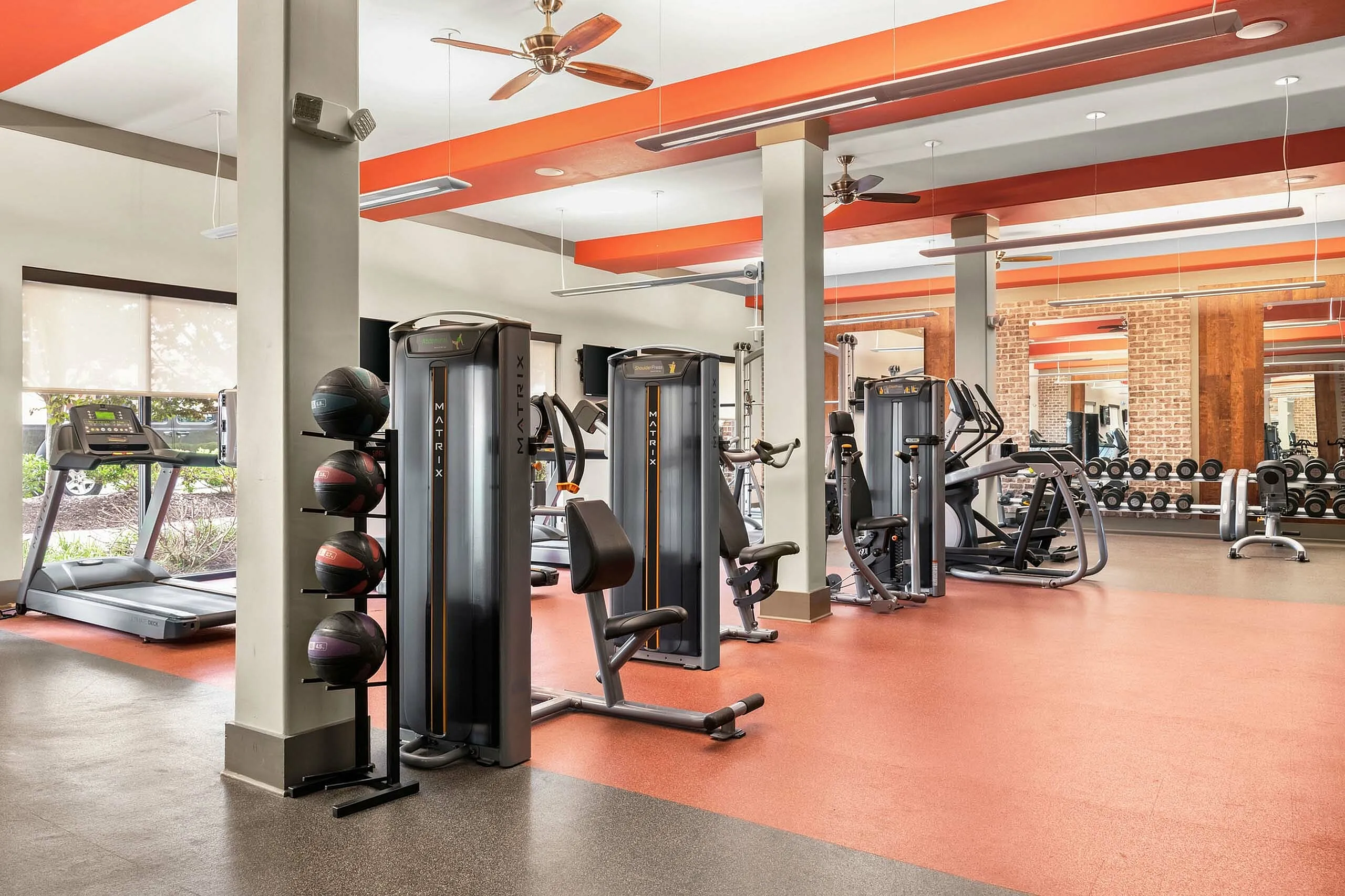 Fitness center with cardio machines and weight lifting equipment