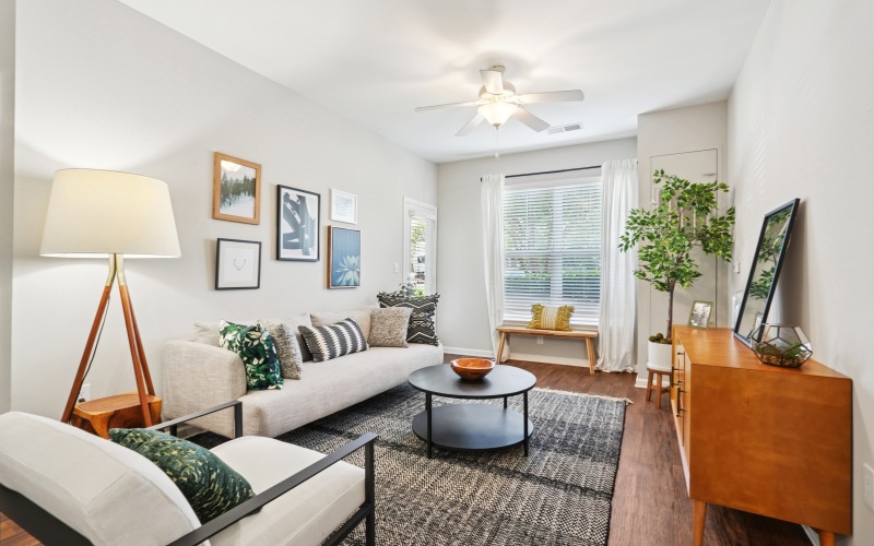 Spacious living room with natural light