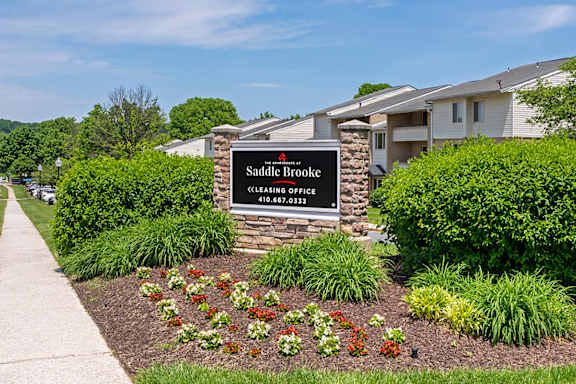 Entry Signage at The Apartments at Saddle Brooke, Cockeysville, MD, 21030