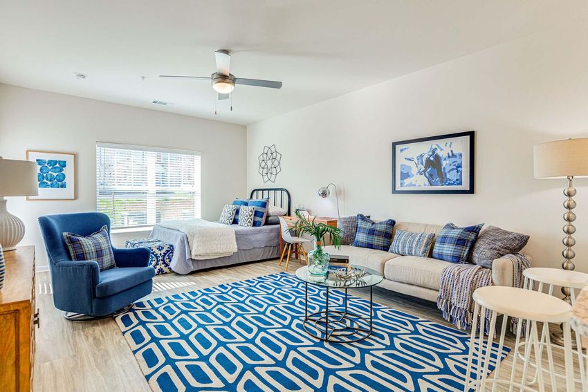 This is the studio living space at The Villages at Forest View