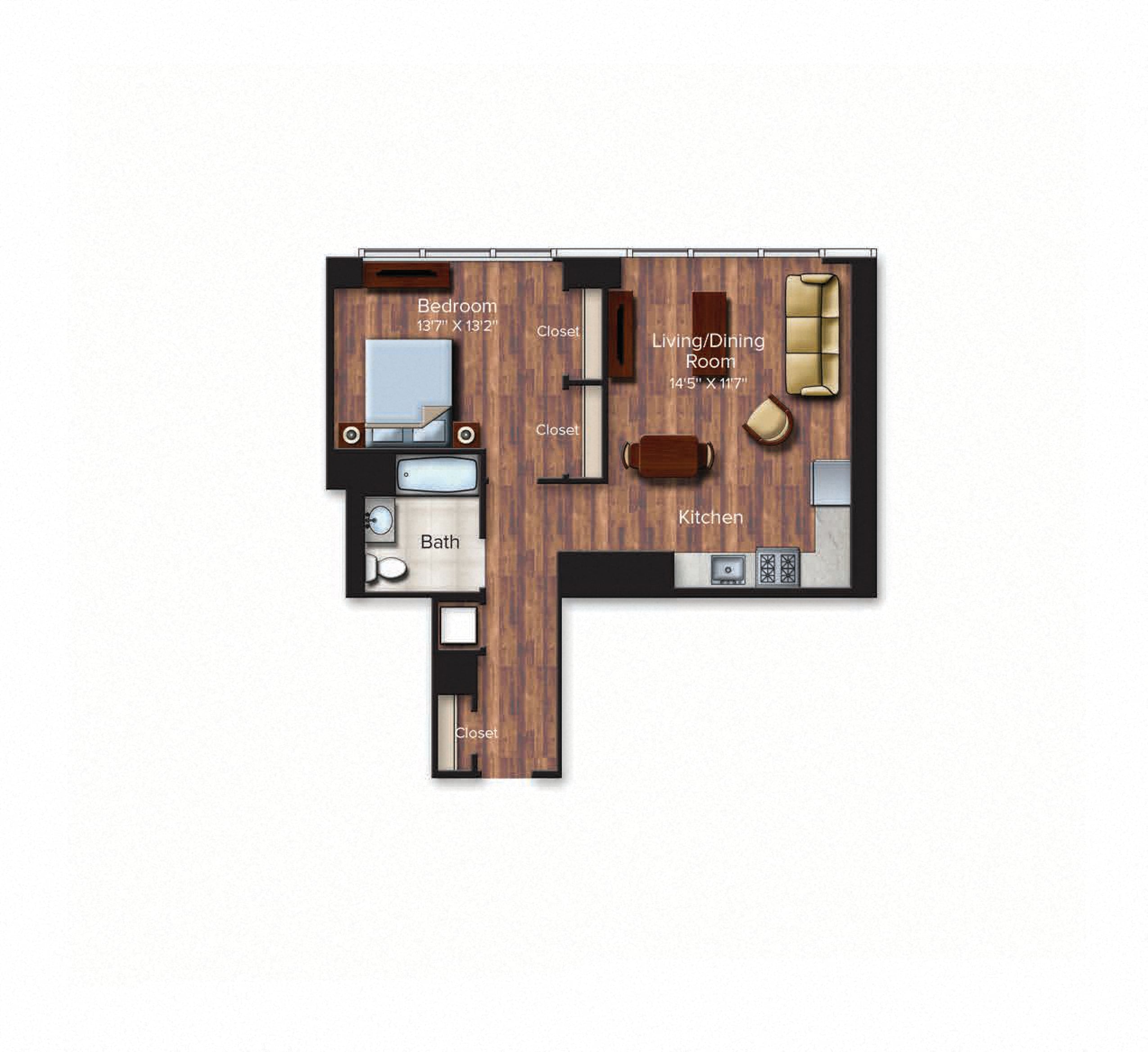 Floor Plan Image of Apartment Apt P105