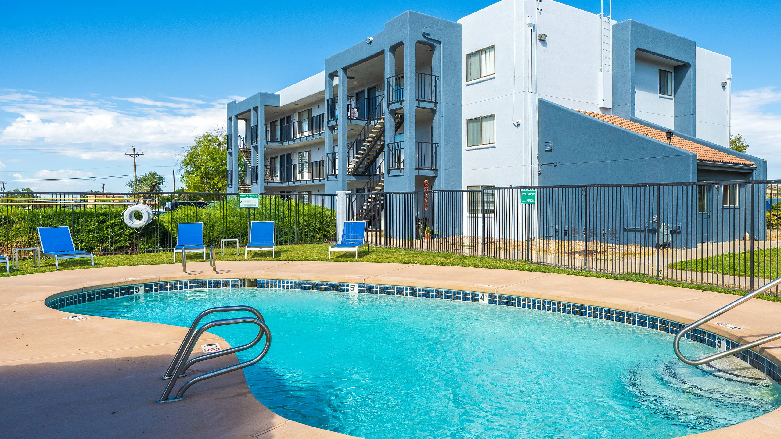 seating beside the pool