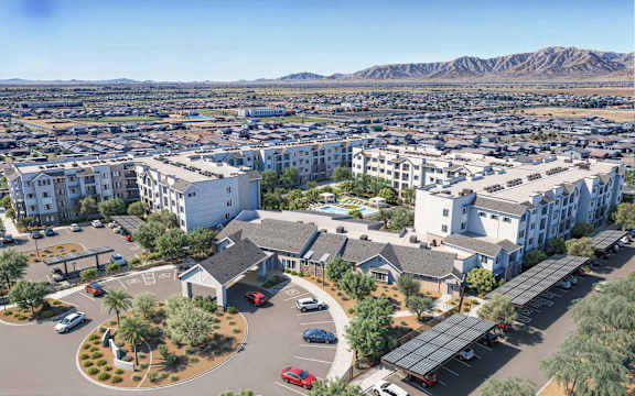 Aerial View at Orchard Springs 55+ Apartment, Surprise, AZ, 85374