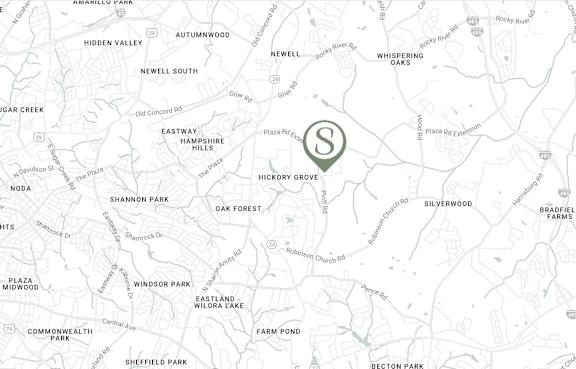 A map shows a green area in the center with roads like Sunset Road and Oakdale North surrounding it.