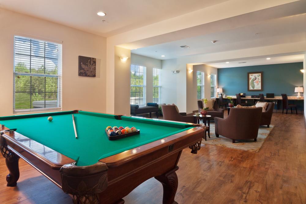 Pool table in communal area at Loftin I in Belmont, North Carolina