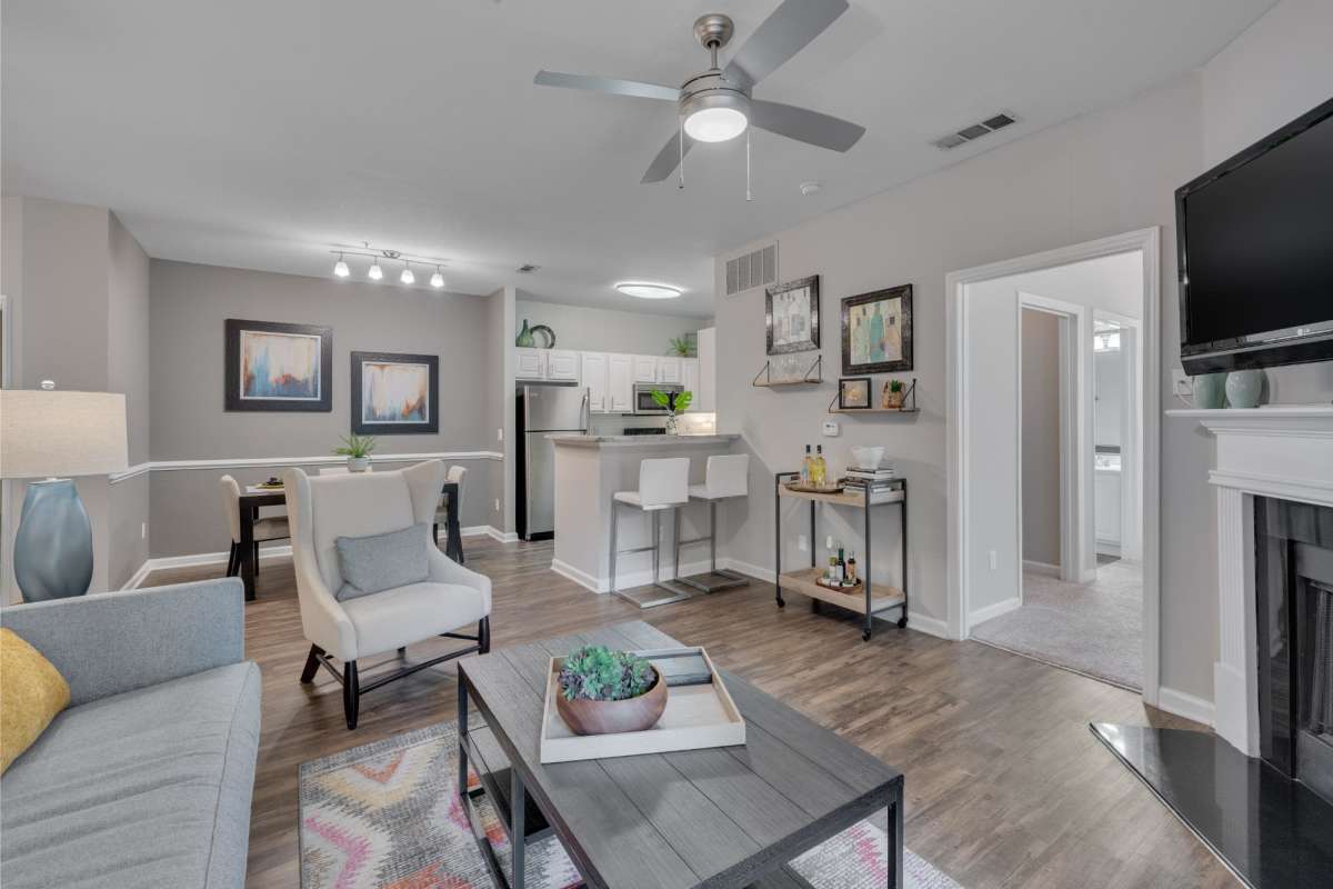 Living room at Weston Reserve Apartments, Morrisville, North Carolina