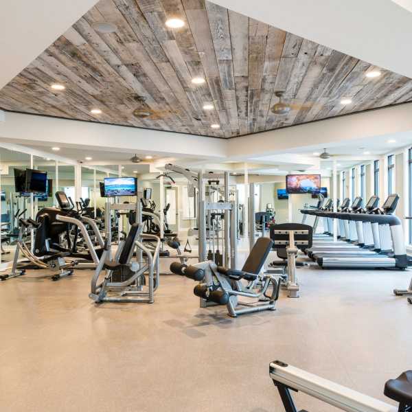 Fully equipped fitness center at The Heyward in Charleston, South Carolina