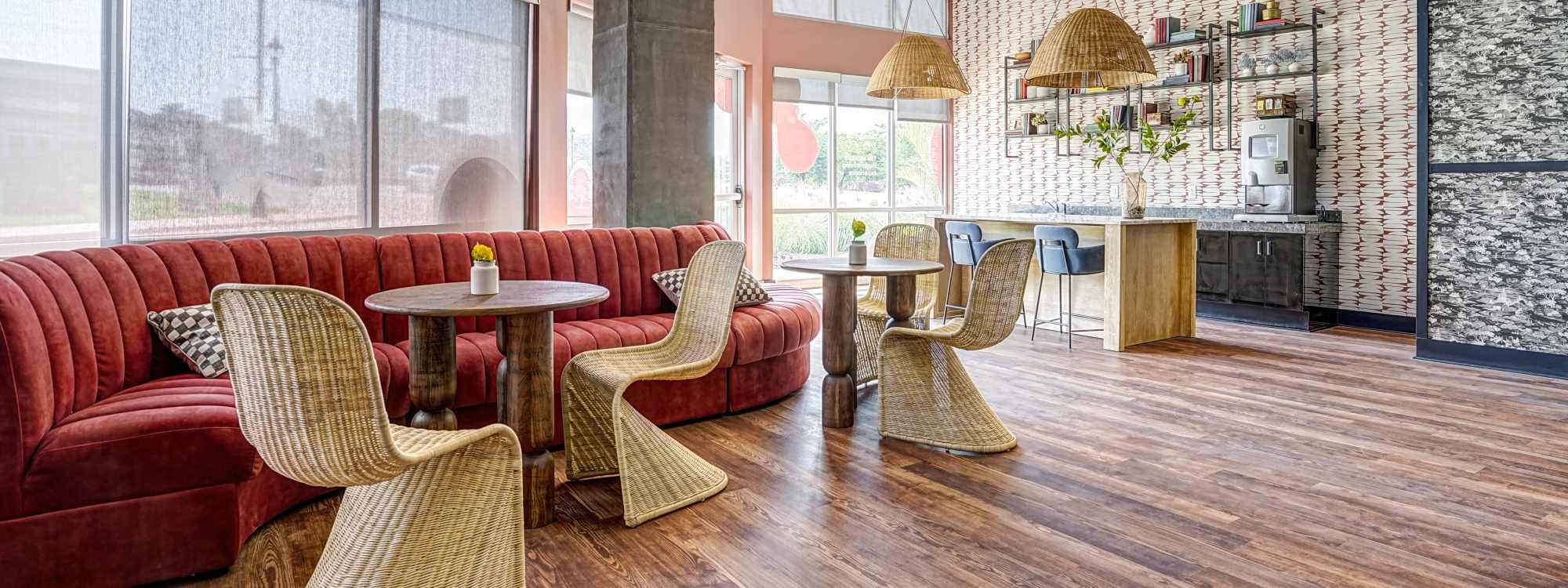 Common interior in a student apartment at The Nine in Louisville, Kentucky