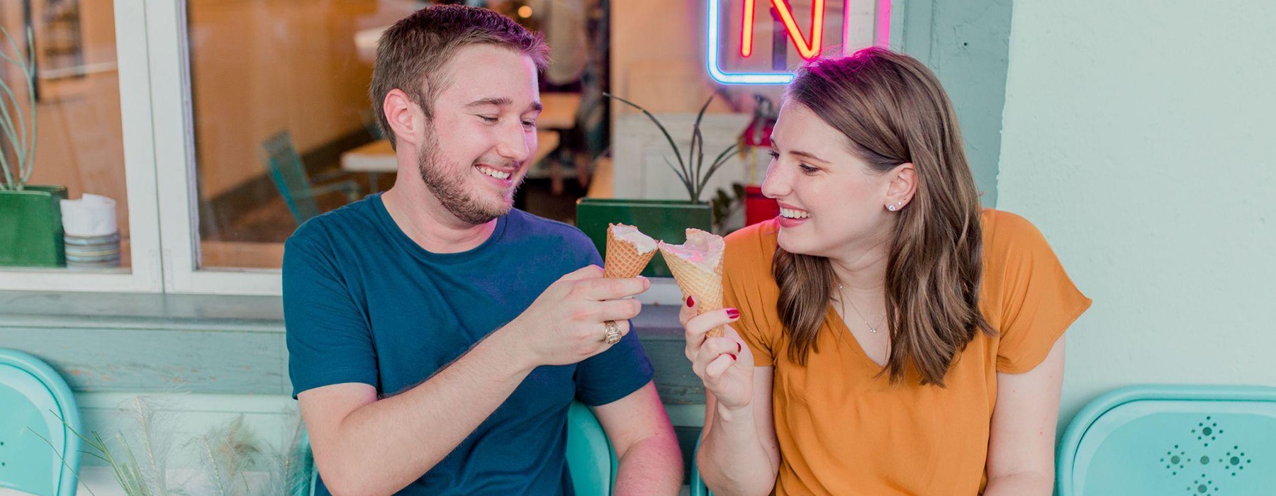 Couple enjoying ice cream 