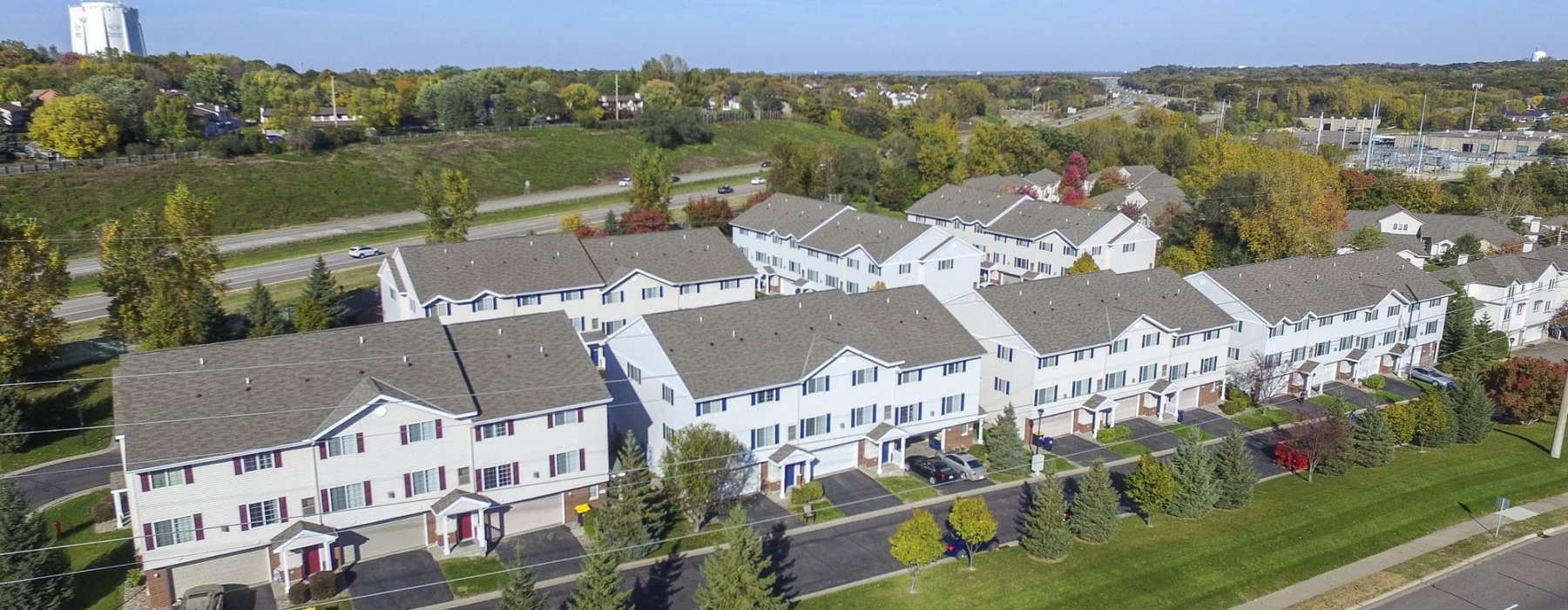 Aerial view of townhome community