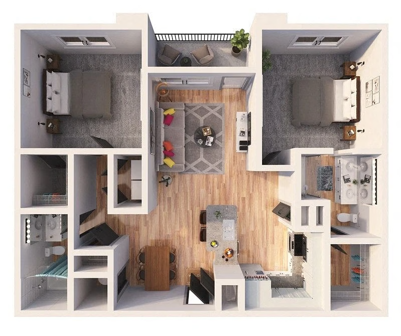 Two bedroom floor plan image.