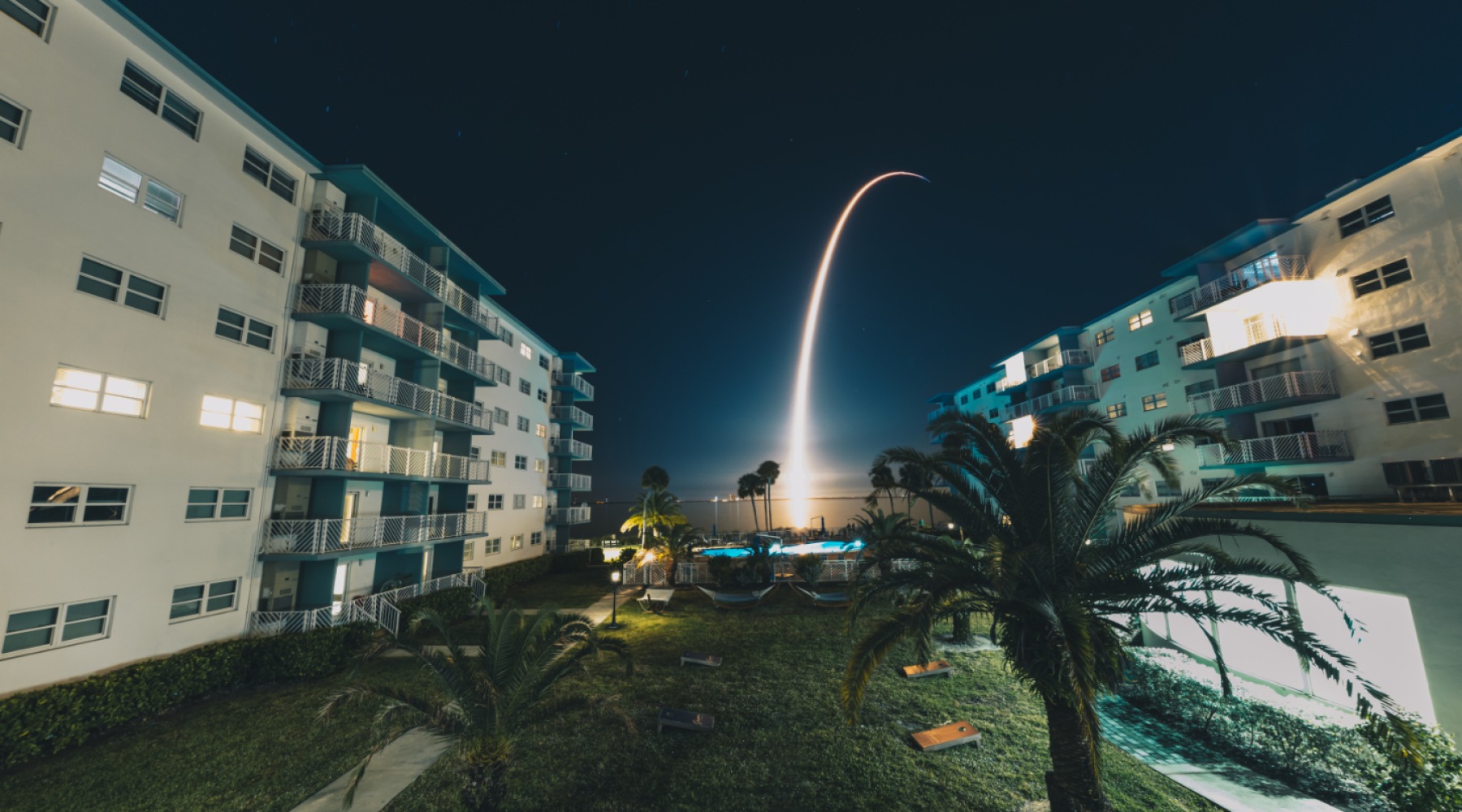 rocket launch evening photo