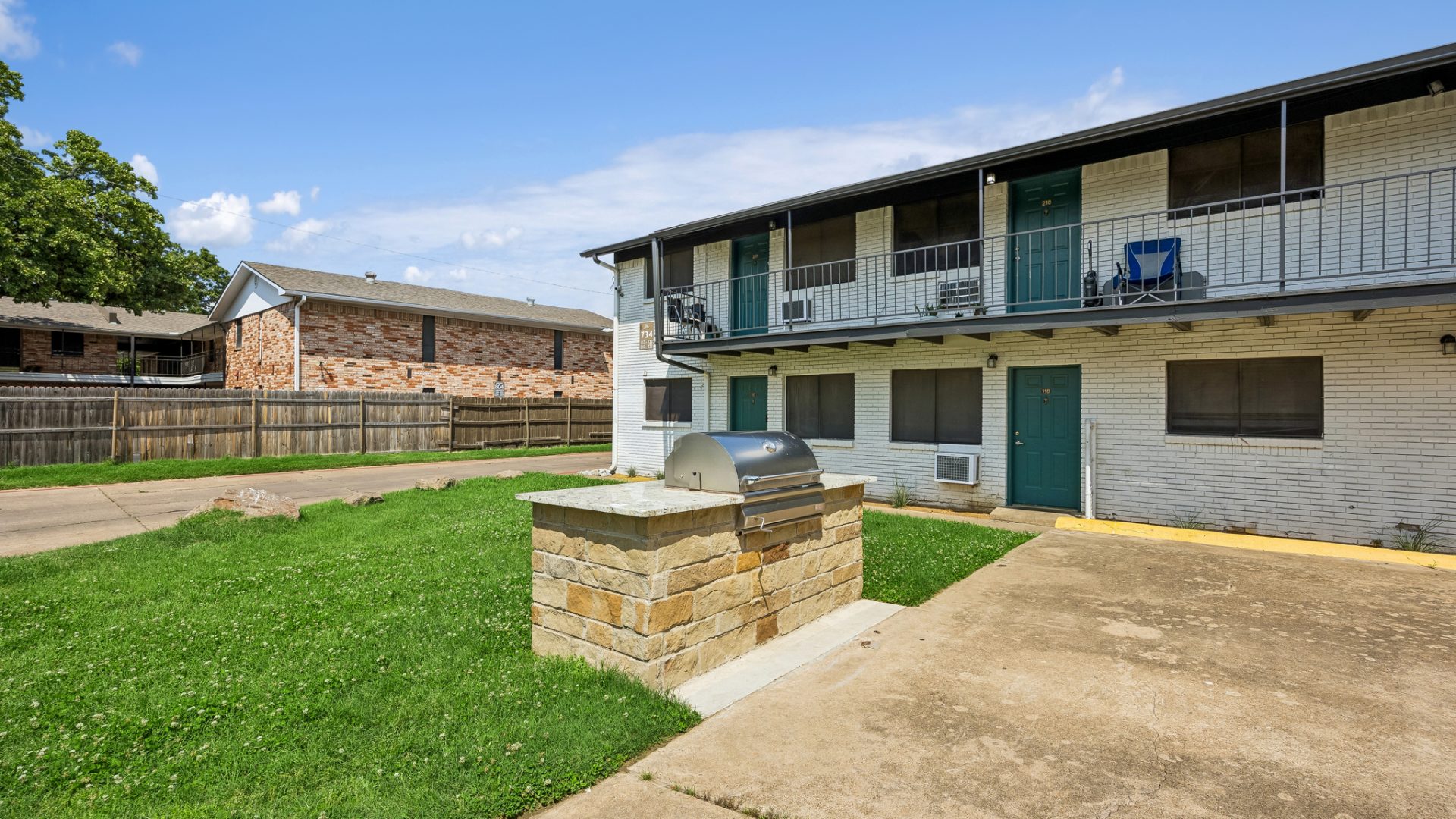 Outside of our modern apartments in Irving, TX.