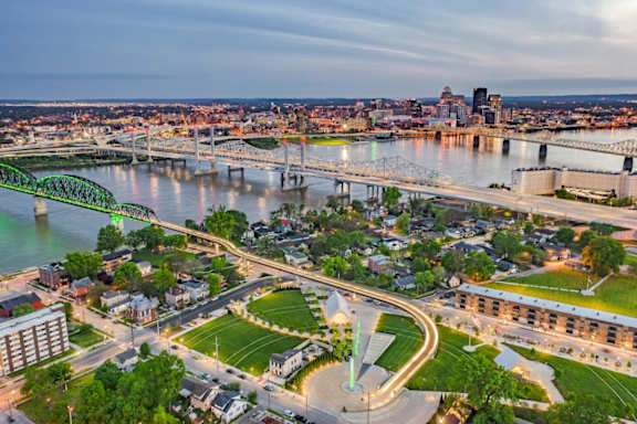Cityscape with a river at AVIA North Shore Apartments, Indiana, 47130