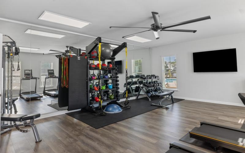 a gym with exercise equipment