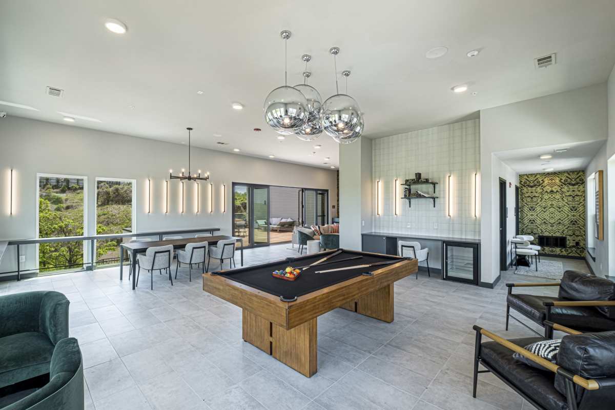 Clubhouse with pool table at Maverick in Atlanta, Georgia