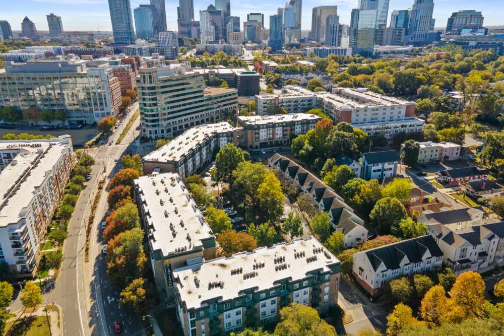Aerial view at Flatiron West Trade in Charlotte, North Carolina