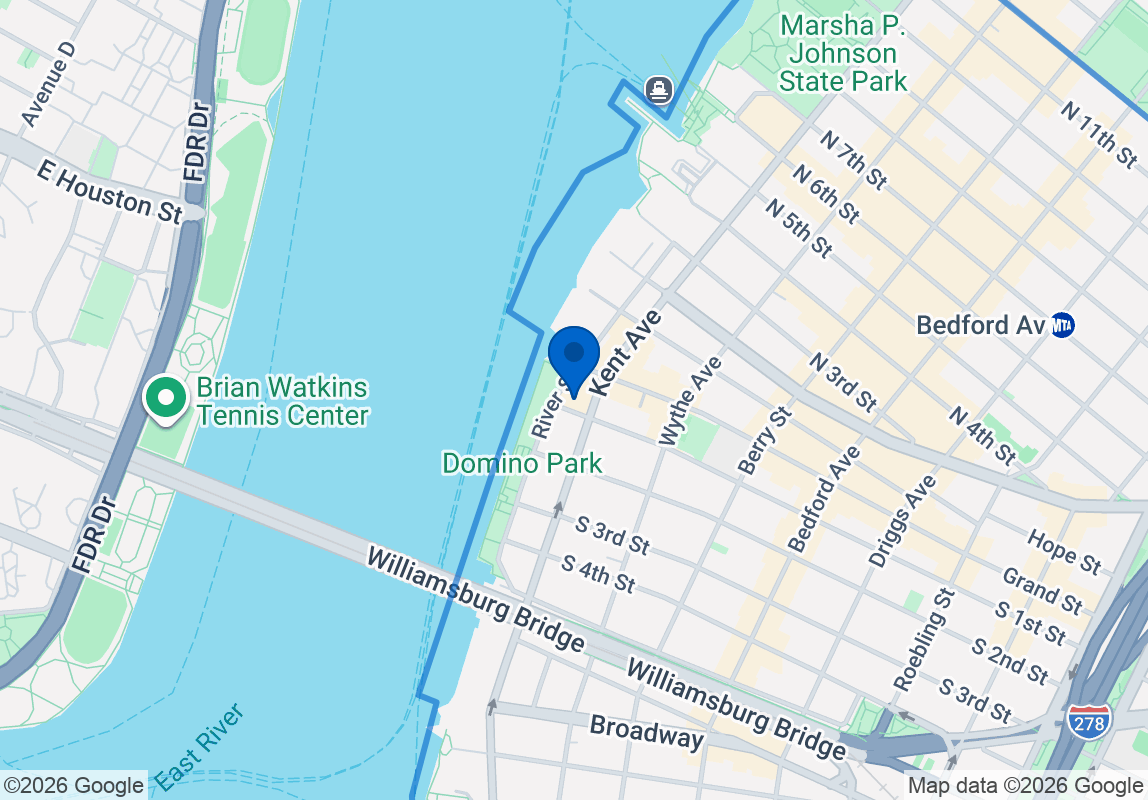 A map showing the location and surroundings of 1 SOUTH 1 STREET