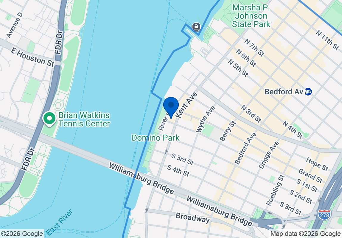 A map showing the location and surroundings of 1 SOUTH 1 STREET