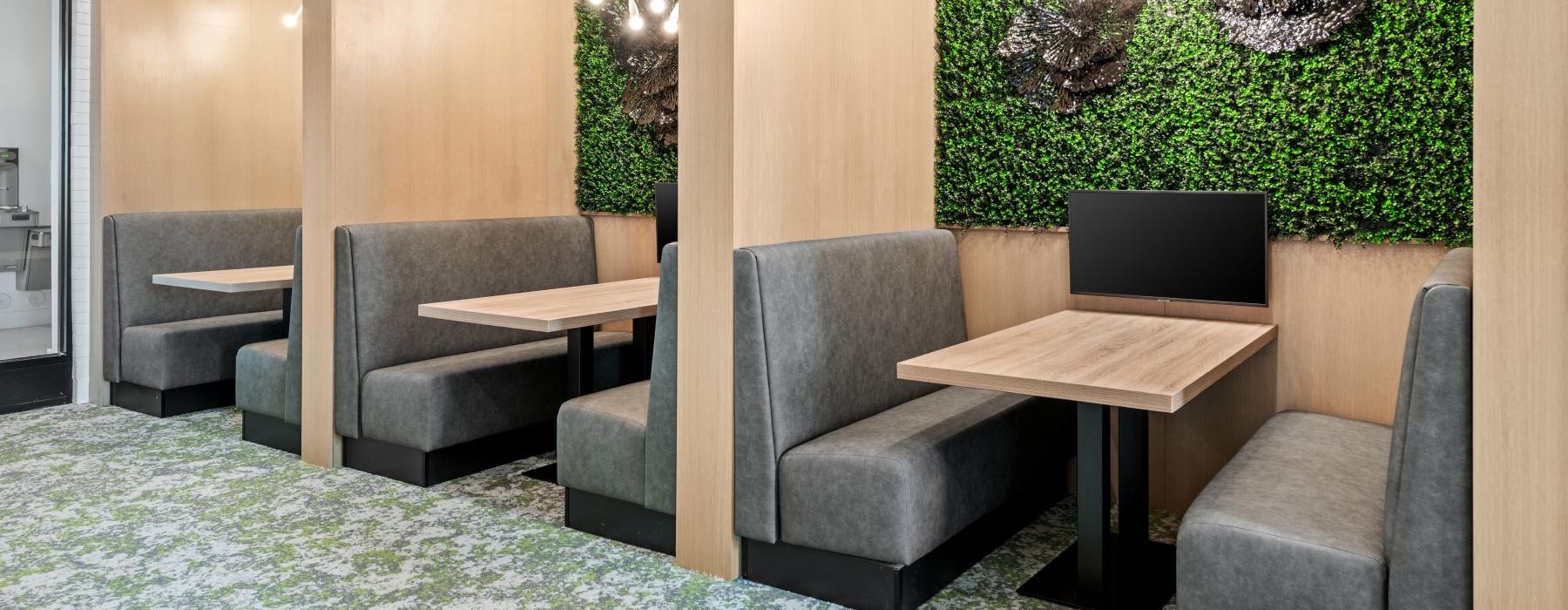 individual coworking booths set up 