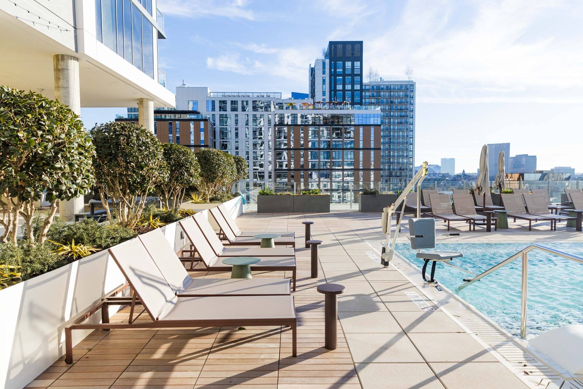 Sora at Spring Quarter pool in Midtown Atlanta, GA