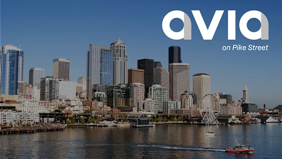 Breathtaking view of city skyline at AVIA on Pike Street, Seattle, Washington