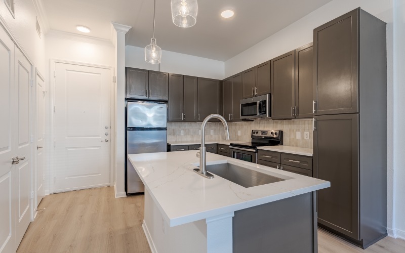 Well-lit kitchen with ample counter space
