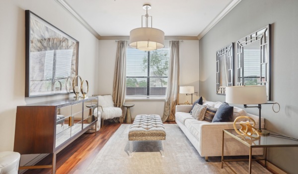 Open space living area with natural lighting