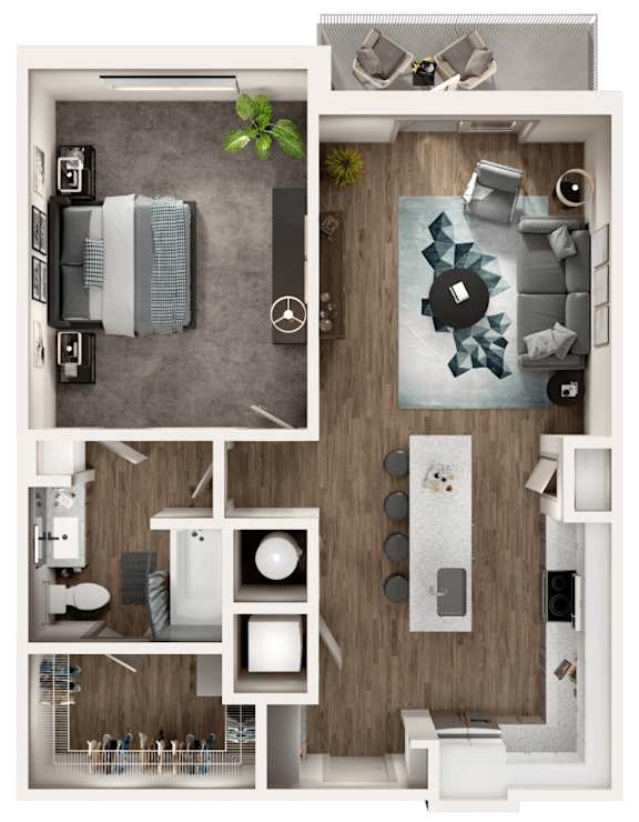 Skye Suwanee Town Center Apartments in Suwanee, Georgia One Bedroom Floor Plan