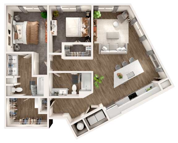 Skye Suwanee Town Center Apartments in Suwanee, Georgia Two Bedroom Floor Plan