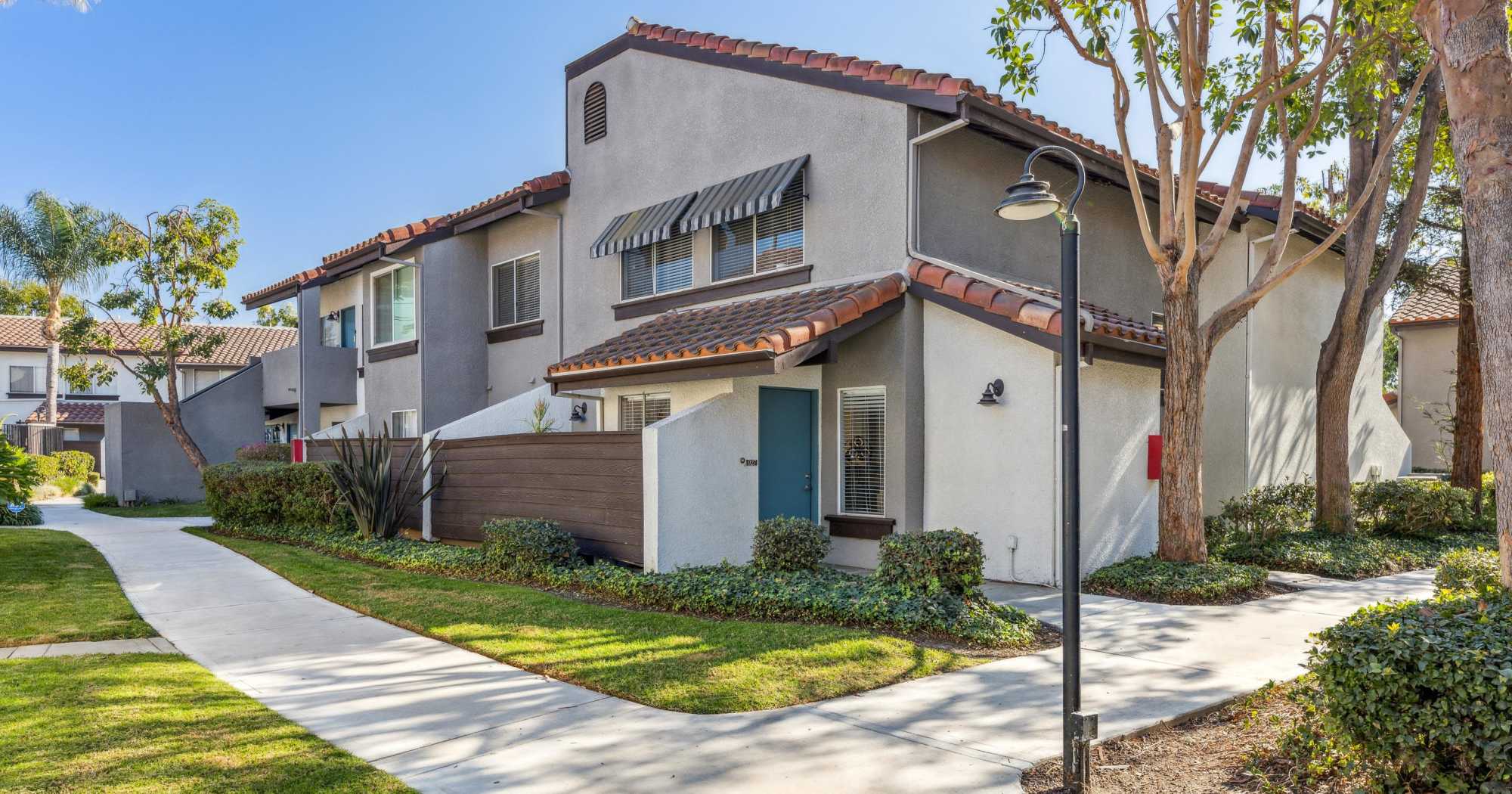 Exterior of the building at Wilmington, California apartments at Portofino Townhomes
