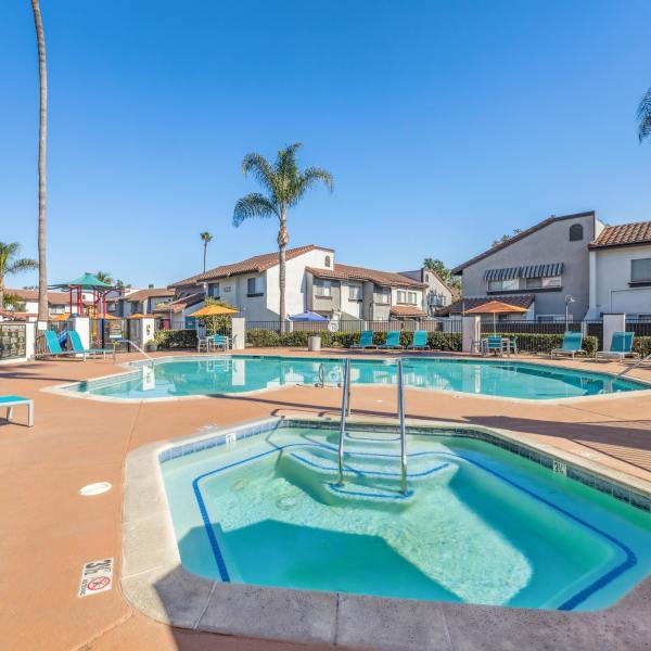 Swimming pool at Portofino Townhomes in Wilmington, California