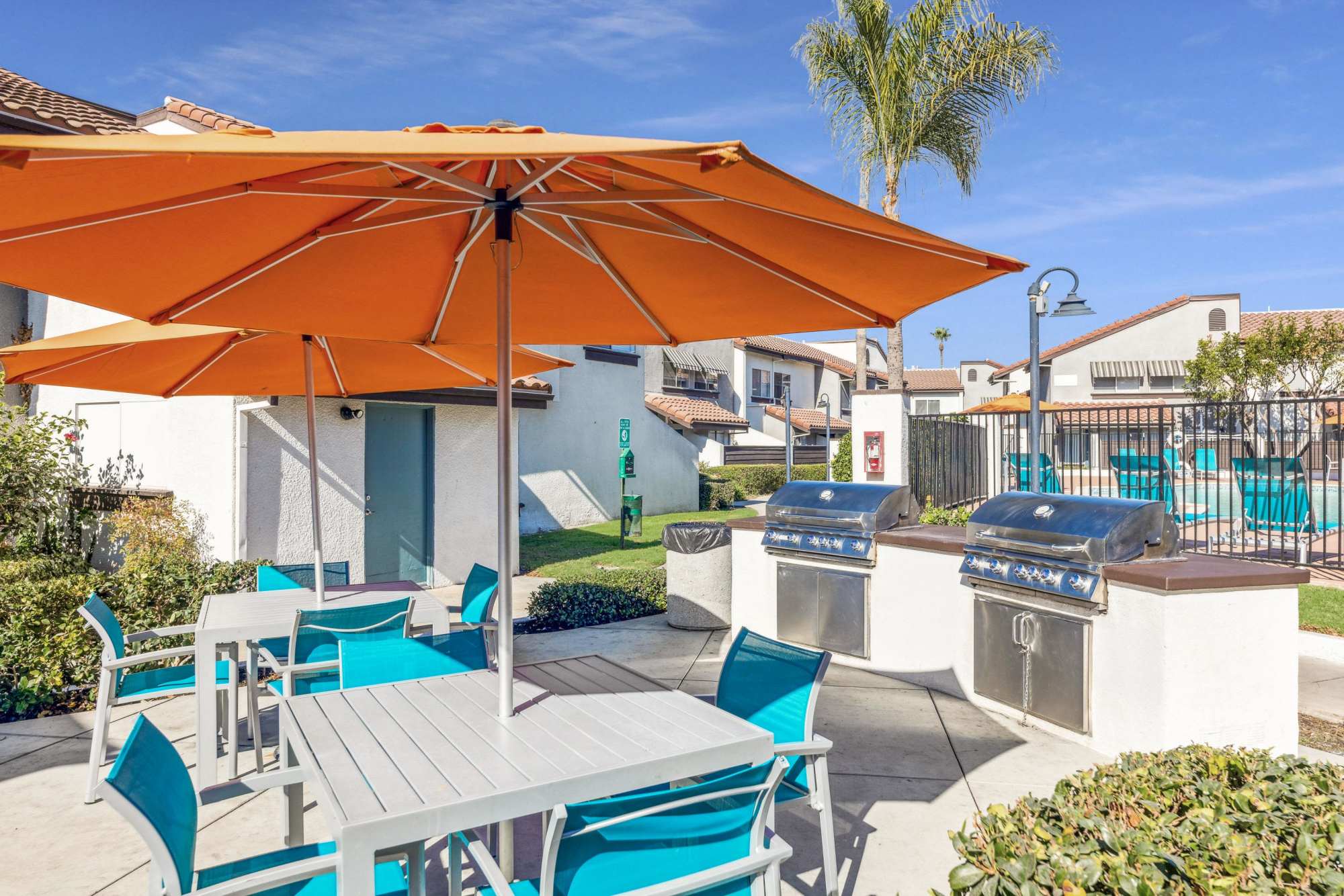 Grilling station next to the pool at Portofino Townhomes in Wilmington, California