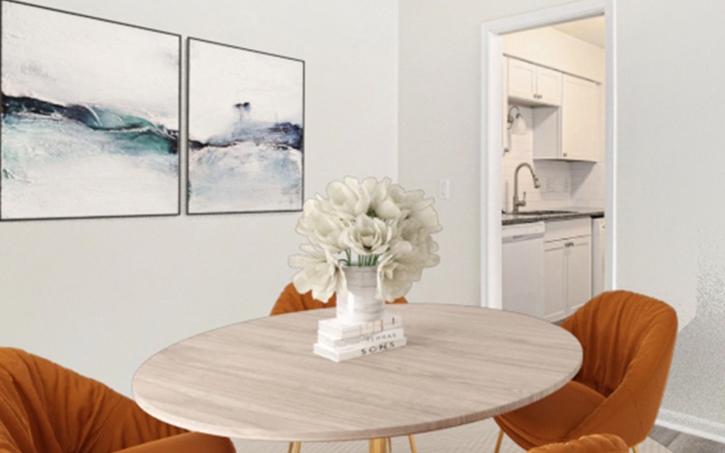 spacious dining area with easy access to the kitchen and hallway