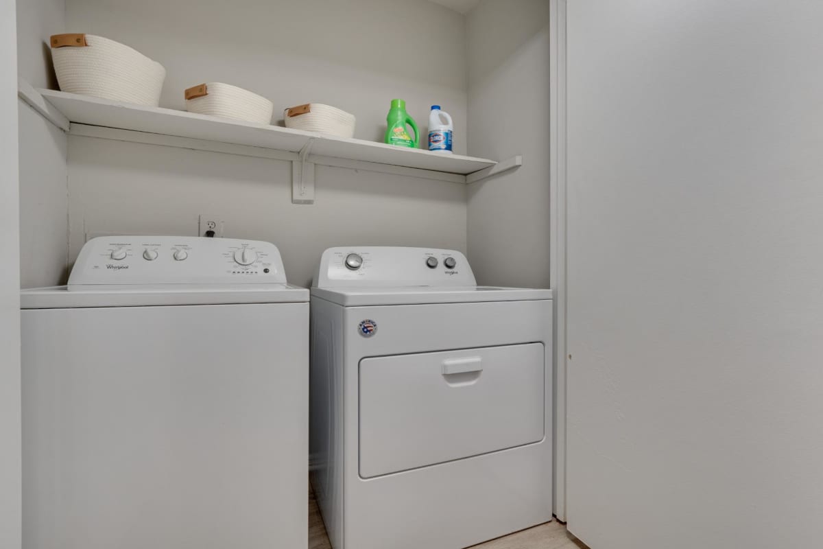 In-home washer and dryer facility at Trailwood Crossing Apartments in Raleigh,North Carolina