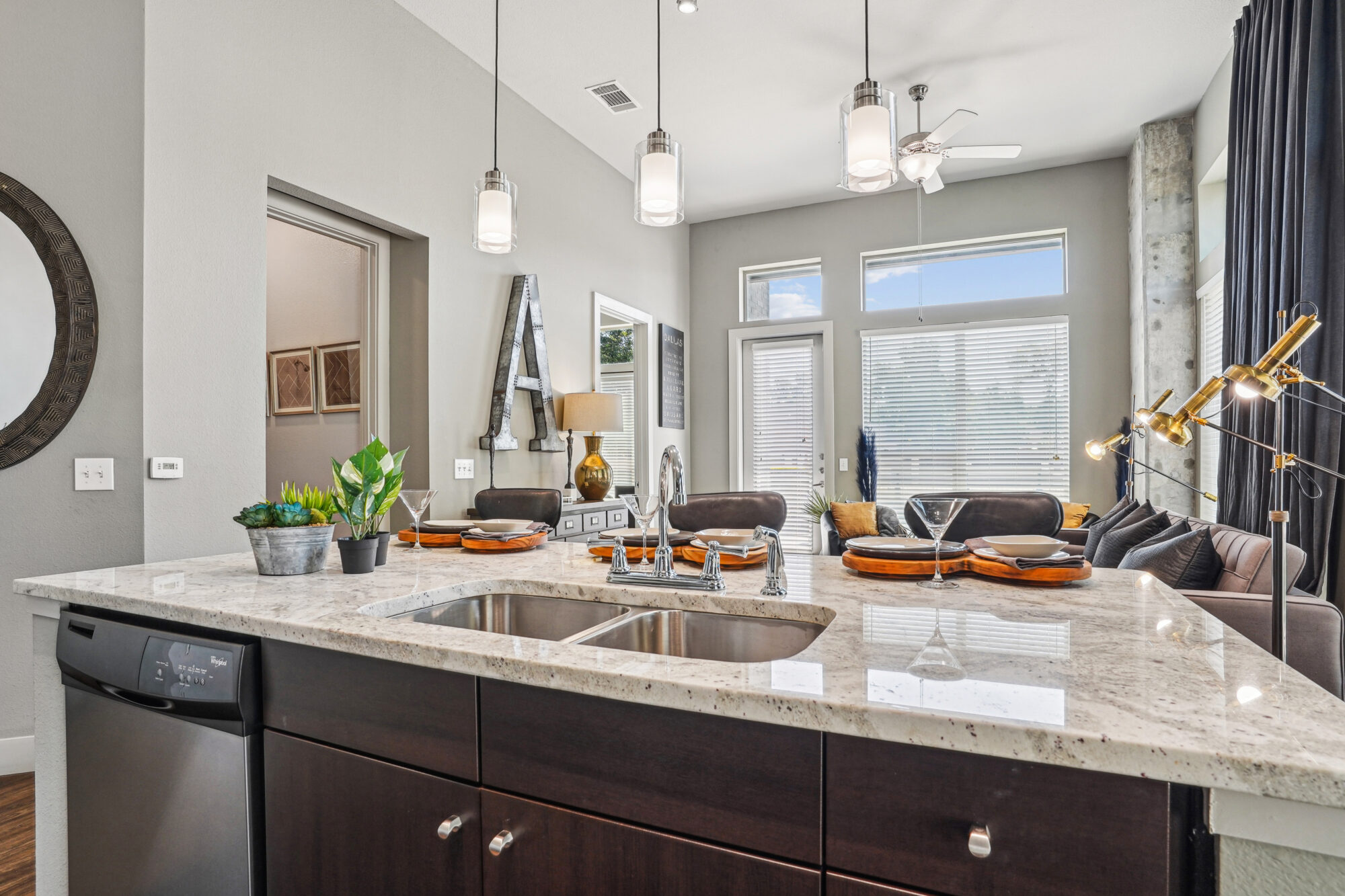 Bell Knox District apartment interior with modern kitchen and living area design