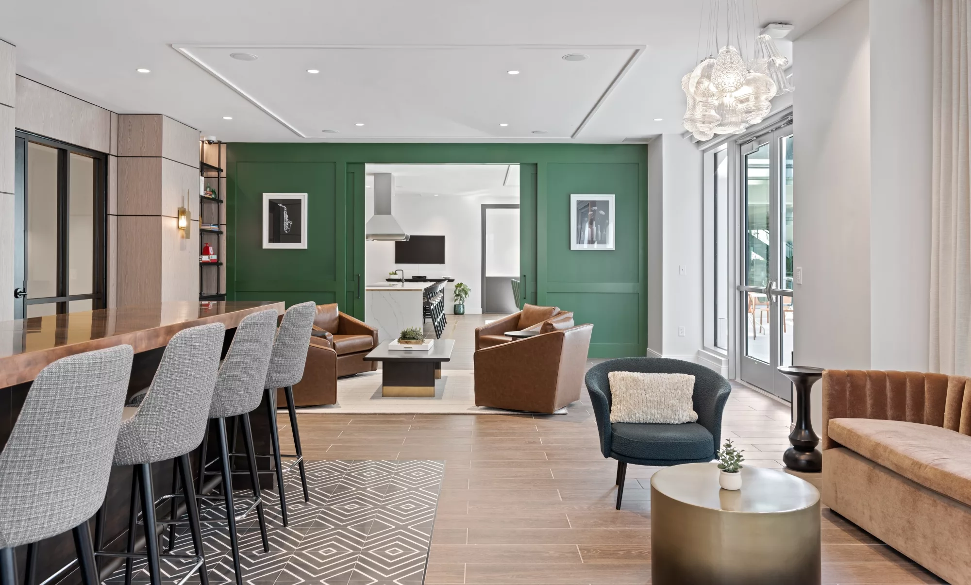 Looking through the Social Hub to the Dining Room