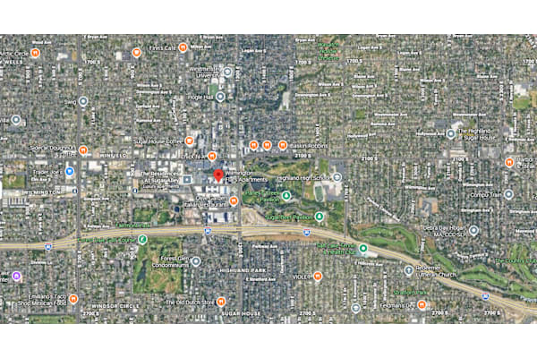 A map with various markers including circles and triangles at Wilmington Flats Apartments, Salt Lake City, 84106