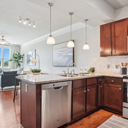 Spacious kitchen with stainless steel appliances