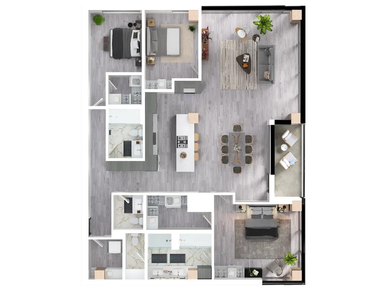 Fir 3 Bed, 2.5 Bath, 1999 sq. ft Floor Plan